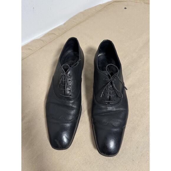 Prada Shoes Mens Size 8 Black Oxford Lace Up Made in Italy Square Toe 2E 1868 - Picture 8 of 15
